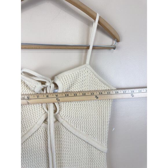 House Of Harlow 1960 Size M Beige Knit Fitted Spaghetti Strap Beach Dress - Picture 12 of 14